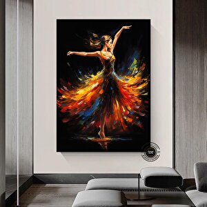 Dans Eden Renkli Bale Dansçısı Soyut Tuval Duvar Sanatı, Bale Dansçısı Baskılı Tuval 50x70 cm