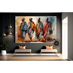 Afrika Kabile Kanvas Posteri – Savana Ev Dekoru, Afrika Stili Duvar Sanatı 90x180 cm
