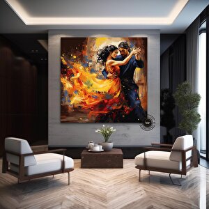 Ev Dekoru Kanvası, Büyük Kanvas, Dans Eden Çift Tablosu, Müzik Odası Sanatı 50x50 cm