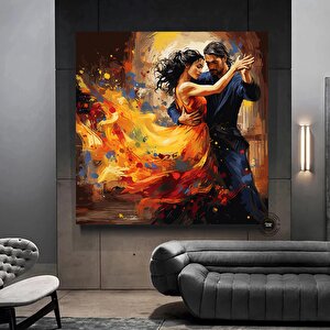 Ev Dekoru Kanvası, Büyük Kanvas, Dans Eden Çift Tablosu, Müzik Odası Sanatı 50x50 cm