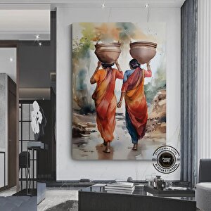 Afrika Kabile Kanvas Posteri; Savana Sanatı; Afrika Stili 90x180 cm