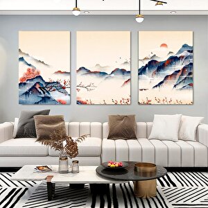 Japon Dağ Temalı Kanvas Baskı; Asya Manzara Tablosu; Ev Dekoru 80x160 cm