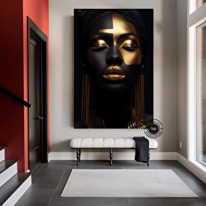 Siyah Sanat; Siyah Kadın Sanatı; Afrika-amerikan Sanatı; Kız Sanatı; Moda Duvar Sanatı 90x150 cm