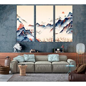 Japon Dağ Temalı Kanvas Baskı; Asya Manzara Tablosu; Ev Dekoru