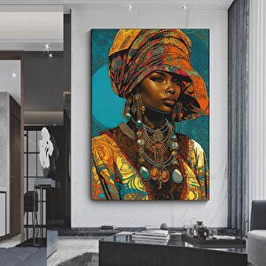 Modern Afrika Kadın Tablo Poster Ev Dekoru, Oturma Odası İçin, Kanvas Üzerine Afrika Kadın Baskısı 50x70 cm