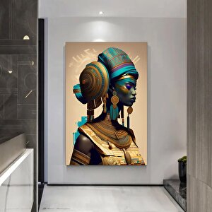 Afro-amerikan Kraliçesi, Geleneksel Takılarla Afro-amerikan Kadın Kanvas Duvar Sanatı 80x150 cm