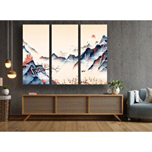 Japon Dağ Temalı Kanvas Baskı; Asya Manzara Tablosu; Ev Dekoru