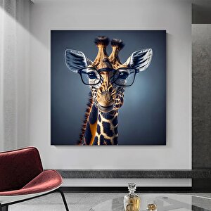 Gözlüklü Sevimli Zürafa Kanvas Tablo, Renkli Hayvan Duvar Sanatı
