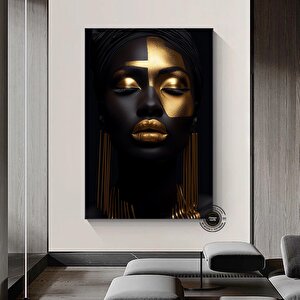 Siyah Sanat; Siyah Kadın Sanatı; Afrika-amerikan Sanatı; Kız Sanatı; Moda Duvar Sanatı 90x180 cm