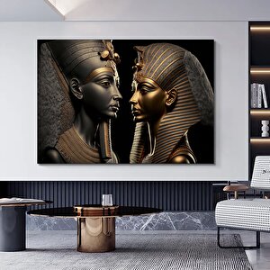 Mısır Firavun Ve Kraliçe Duvar Sanatı; Firavun Kanvas Sanatı; Firavun Ve Kraliçe Baskısı 140x200 cm
