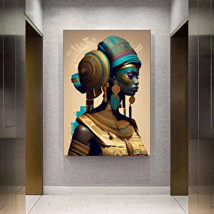 Afro-amerikan Kraliçesi, Geleneksel Takılarla Afro-amerikan Kadın Kanvas Duvar Sanatı 50x70 cm