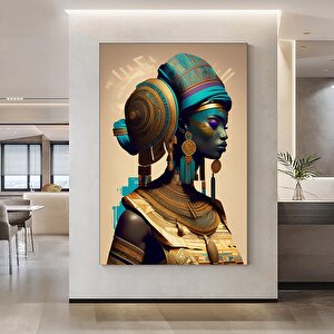 Afro-amerikan Kraliçesi, Geleneksel Takılarla Afro-amerikan Kadın Kanvas Duvar Sanatı