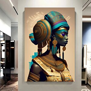 Afro-amerikan Kraliçesi, Geleneksel Takılarla Afro-amerikan Kadın Kanvas Duvar Sanatı