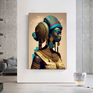 Afro-amerikan Kraliçesi, Geleneksel Takılarla Afro-amerikan Kadın Kanvas Duvar Sanatı