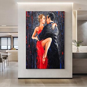 Büyük Kanvas Ev Dekoru, Dans Eden Çift Tablosu, Müzik Odası Sanatı, Tango Temalı Kanvas 80x120 cm