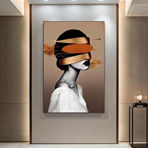 Altın Kadın Kanvas Tablosu, Soyut Kadın Baskısı, Moda Duvar Dekoru