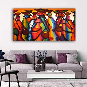 Afrikalı Kadın Renkli Soyut Poster / Kanvas Duvar Dekoru / Asılmaya Hazır 70x150 cm