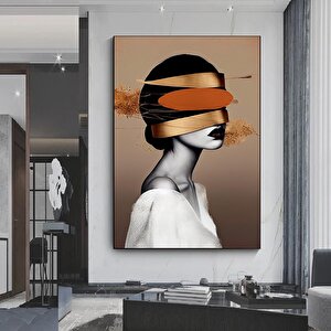 Altın Kadın Kanvas Tablosu, Soyut Kadın Baskısı, Moda Duvar Dekoru 50x70 cm