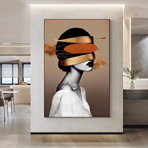 Altın Kadın Kanvas Tablosu, Soyut Kadın Baskısı, Moda Duvar Dekoru 50x70 cm