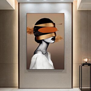 Altın Kadın Kanvas Tablosu, Soyut Kadın Baskısı, Moda Duvar Dekoru