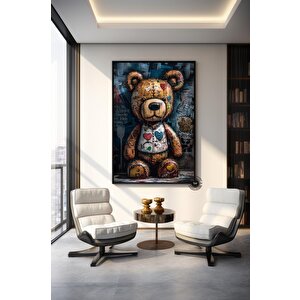 Teddy Ayı Duvar Sanatı; Graffiti Stil; Sokak Sanatı 70x100 cm