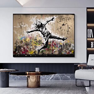 Urban Stil Kanvas | Banksy Stili Kanvas Sanatı | Sokak Graffiti Baskısı | Modern Ev Dekor | Banksy D 100x150 cm