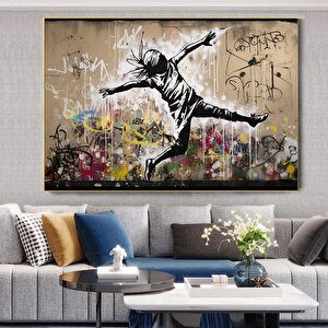 Urban Stil Kanvas | Banksy Stili Kanvas Sanatı | Sokak Graffiti Baskısı | Modern Ev Dekor | Banksy D