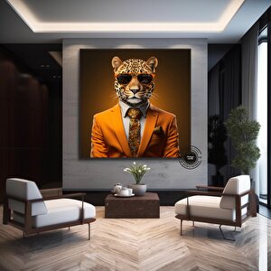 Komik Leopar Duvar Sanatı; Ev Dekoru; Hediye 70x70 cm