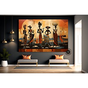 Renkli Afrikalı Kızlar Ve Müzisyenler, Etno Dans Temalı Canlı Kanvas Sanat 30x40 cm