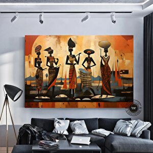 Renkli Afrikalı Kızlar Ve Müzisyenler, Etno Dans Temalı Canlı Kanvas Sanat