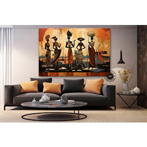 Renkli Afrikalı Kızlar Ve Müzisyenler, Etno Dans Temalı Canlı Kanvas Sanat