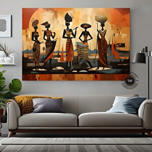 Renkli Afrikalı Kızlar Ve Müzisyenler, Etno Dans Temalı Canlı Kanvas Sanat