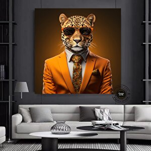 Komik Leopar Duvar Sanatı; Ev Dekoru; Hediye 60x60 cm