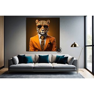 Komik Leopar Duvar Sanatı; Ev Dekoru; Hediye 60x60 cm