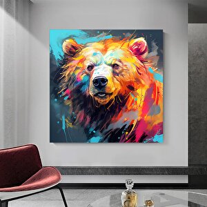 Soyut Ayı Sanatı, Kanvas Veya Poster, Renkli Ayı Tablosu, Modern Oturma Odası Ve Yatak Odası Dekoru
