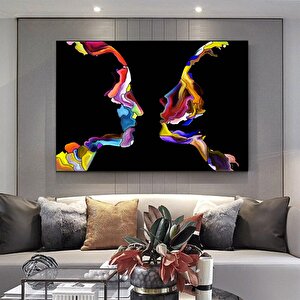 Renkli Soyut Çift Silueti; Çift Duvar Dekoru; Renkli Aşıklar Tablosu; Modern Ev Dekoru Sanatı 60x120 cm