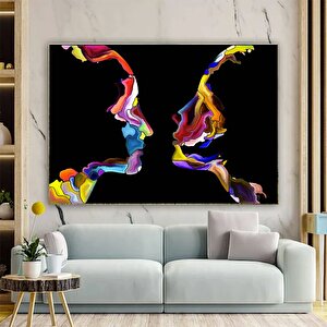 Renkli Soyut Çift Silueti; Çift Duvar Dekoru; Renkli Aşıklar Tablosu; Modern Ev Dekoru Sanatı