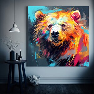 Soyut Ayı Sanatı, Kanvas Veya Poster, Renkli Ayı Tablosu, Modern Oturma Odası Ve Yatak Odası Dekoru