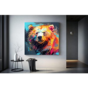 Soyut Ayı Sanatı, Kanvas Veya Poster, Renkli Ayı Tablosu, Modern Oturma Odası Ve Yatak Odası Dekoru