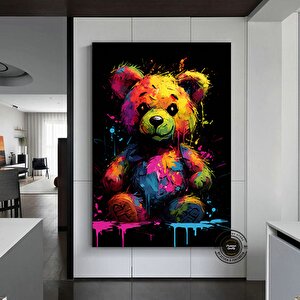 Oyuncak Ayı Duvar Sanatı, Oyuncak Ayı Grafiti Sanatı, Oyuncak Ayı Sokak Sanatı, Grafiti Duvar Sanatı 90x150 cm
