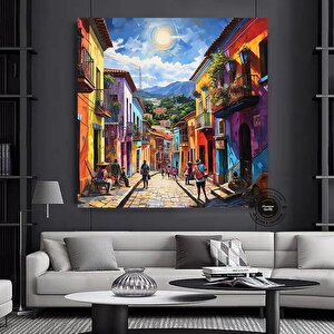 Kolombiya Duvar Sanatı | Cartagena & Bogota | Kanvas Baskılar | Kolombiya Ev Dekoru | Latin Sanatı | 50x50 cm