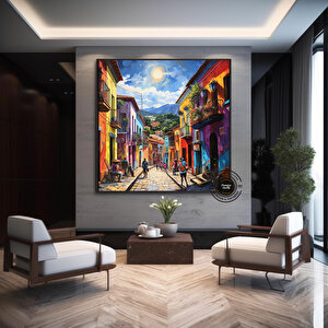 Kolombiya Duvar Sanatı | Cartagena & Bogota | Kanvas Baskılar | Kolombiya Ev Dekoru | Latin Sanatı | 50x50 cm