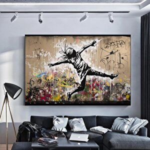 Urban Stil Kanvas | Banksy Stili Kanvas Sanatı | Sokak Graffiti Baskısı | Modern Ev Dekor | Banksy D 150x290 cm