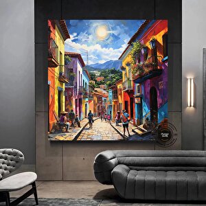 Kolombiya Duvar Sanatı | Cartagena & Bogota | Kanvas Baskılar | Kolombiya Ev Dekoru | Latin Sanatı | 100x100 cm