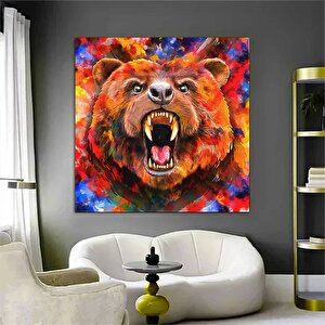 Renkli Ayı Tablosu; Soyut Hayvan Sanatı 120x120 cm