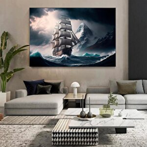 Yelkenli Gemi Kanvas Baskı, Modern Deniz Temalı Duvar Seti, Korsan Gemisi Tablosu