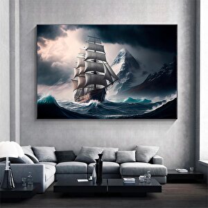 Yelkenli Gemi Kanvas Baskı, Modern Deniz Temalı Duvar Seti, Korsan Gemisi Tablosu
