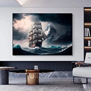 Yelkenli Gemi Kanvas Baskı, Modern Deniz Temalı Duvar Seti, Korsan Gemisi Tablosu