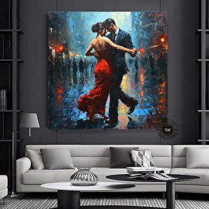Kanvas Ev Dekoru; Büyük Kanvas; Dans Eden Çift Tablo Baskısı; Müzik Odası Sanatı; Tango Çift Kanvas 30x30 cm