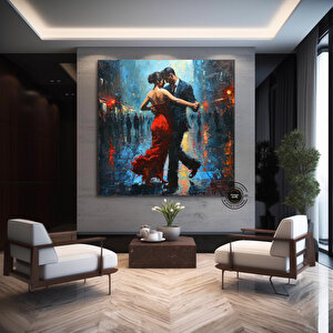 Kanvas Ev Dekoru; Büyük Kanvas; Dans Eden Çift Tablo Baskısı; Müzik Odası Sanatı; Tango Çift Kanvas 50x50 cm